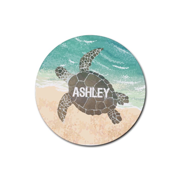 Personalized Turtle Name Rubber Coaster (Round) Rubber Coaster (Round)