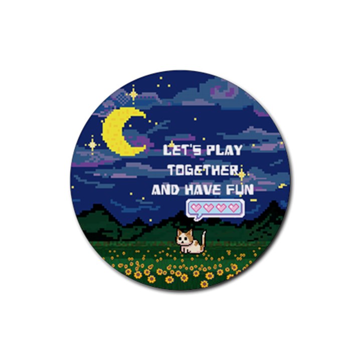 Personalized Pixel Game Name Rubber Coaster (Round) Rubber Coaster (Round)