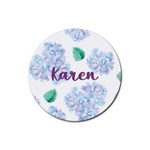 Personalized Hydrangea Name Rubber Coaster (Round) Rubber Coaster (Round) Front