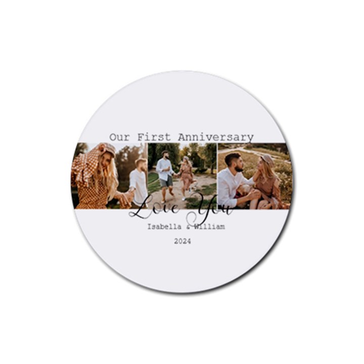 Personalized 3pics with text Photo Rubber Coaster (Round) Rubber Coaster (Round)