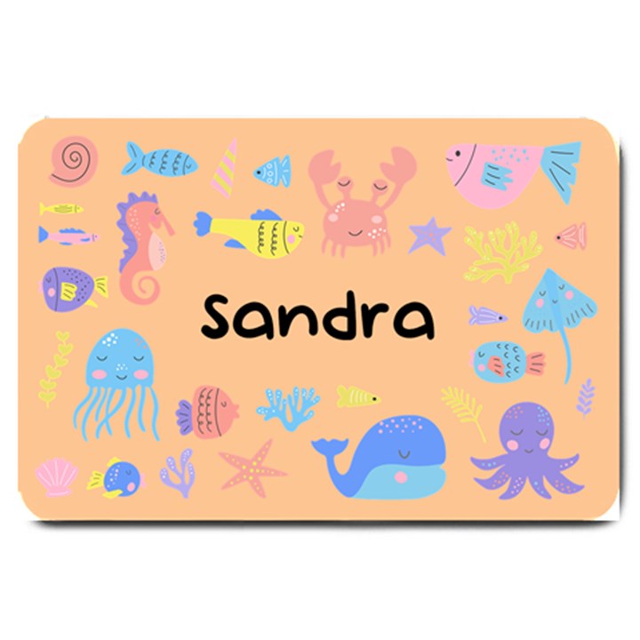 Personalized Cute Marine Life Name Any Text Large Doormat Large Doormat