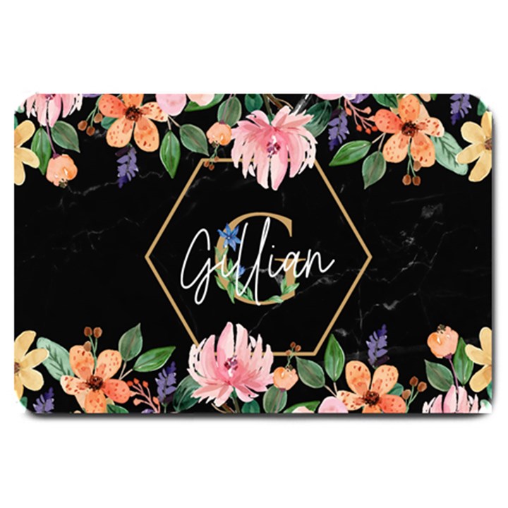Personalized Flower Marble Initial Name Doormat Large Doormat