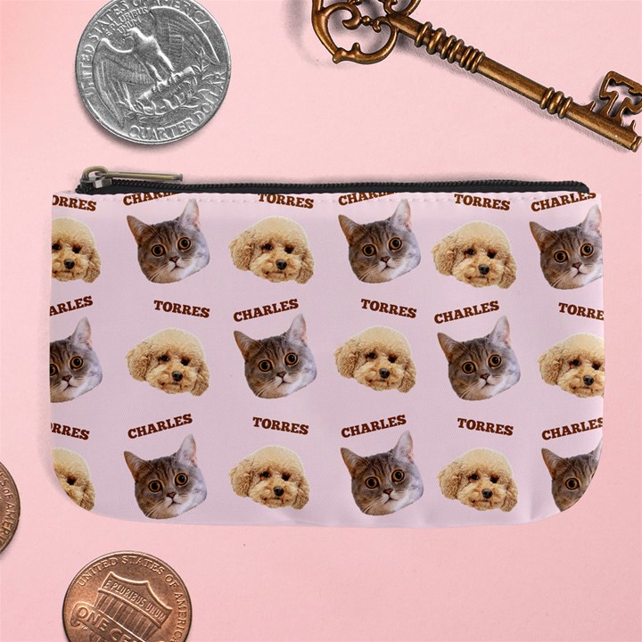 Personalized Pet Head Name Large Coin Purse Large Coin Purse