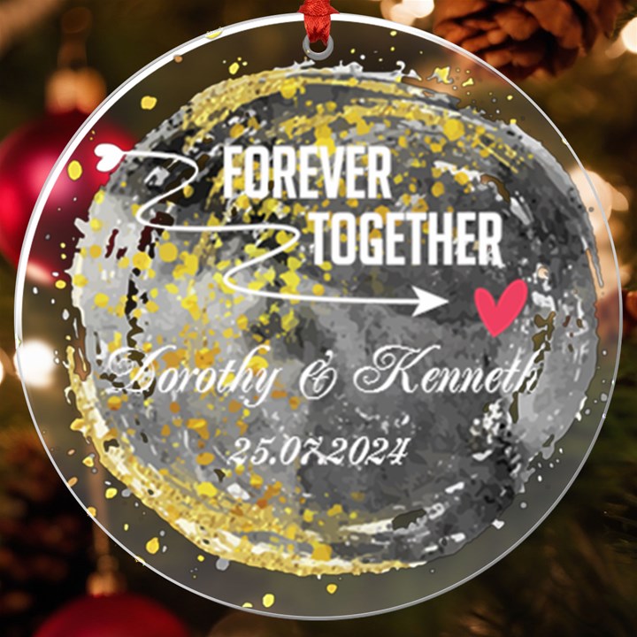 Personalized Name Water Color Forever Together UV Print Acrylic Ornament Round UV Print Acrylic Ornament Round