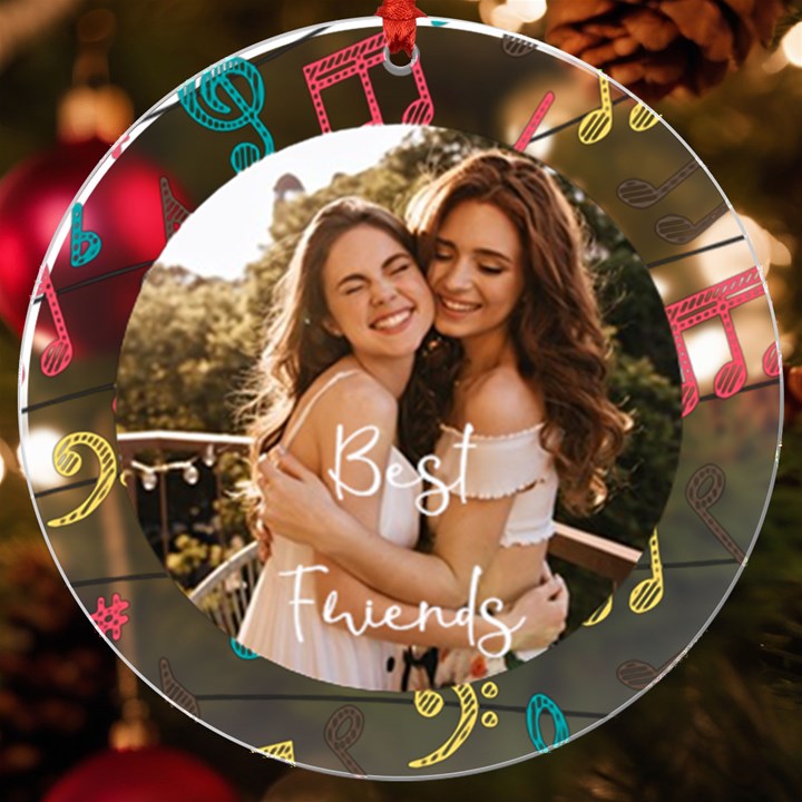 Personalized Name Photo Music UV Print Acrylic Ornament Round UV Print Acrylic Ornament Round