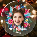 Personalized Name Photo Facecut flower UV Print Acrylic Ornament Round UV Print Acrylic Ornament Round Front
