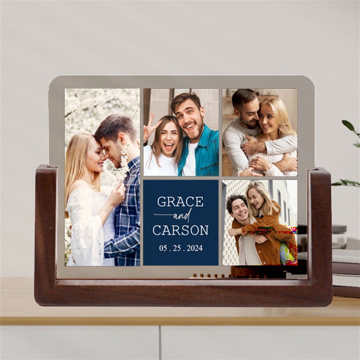Personalized 5 Photo Couple Name Acrylic UV Print 8  Tabletop Frame Acrylic UV Print 8  Tabletop Frame (U-Shape)