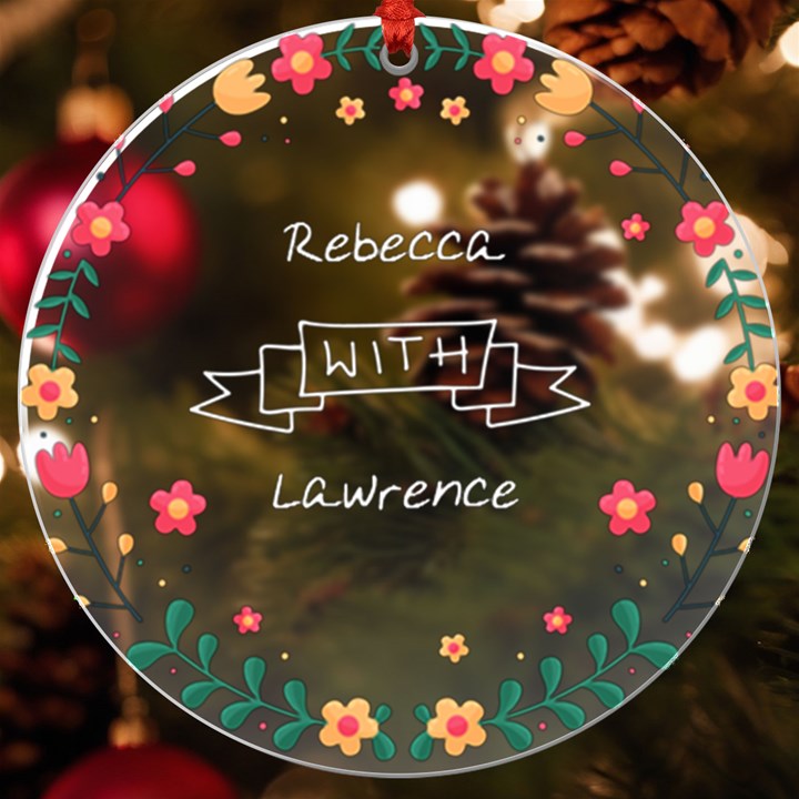 Personalized Name Little Flower Frame UV Print Acrylic Ornament Round UV Print Acrylic Ornament Round