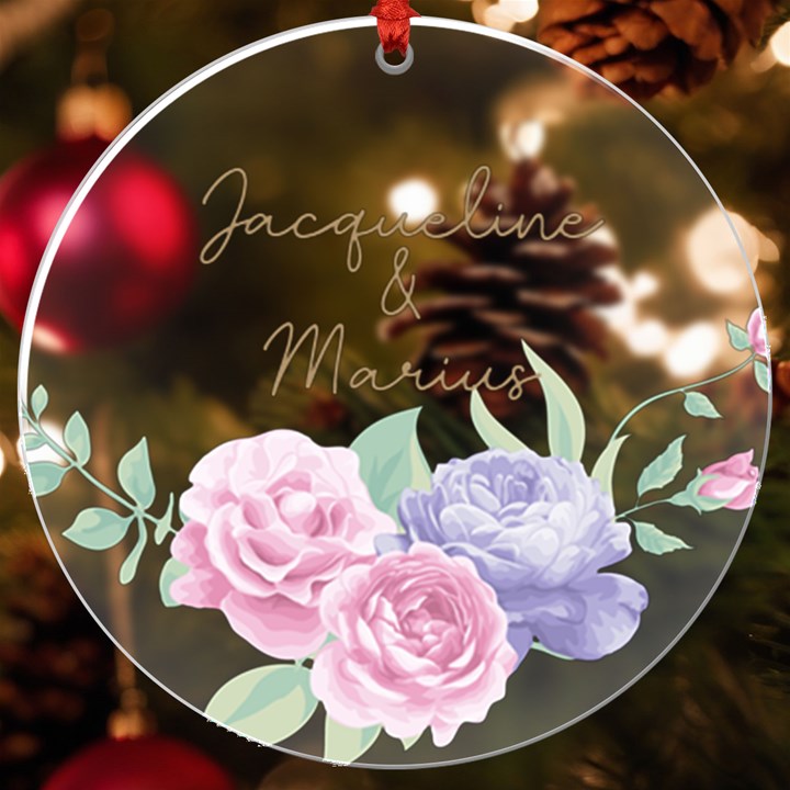 Personalized Name Rose UV Print Acrylic Ornament Round UV Print Acrylic Ornament Round