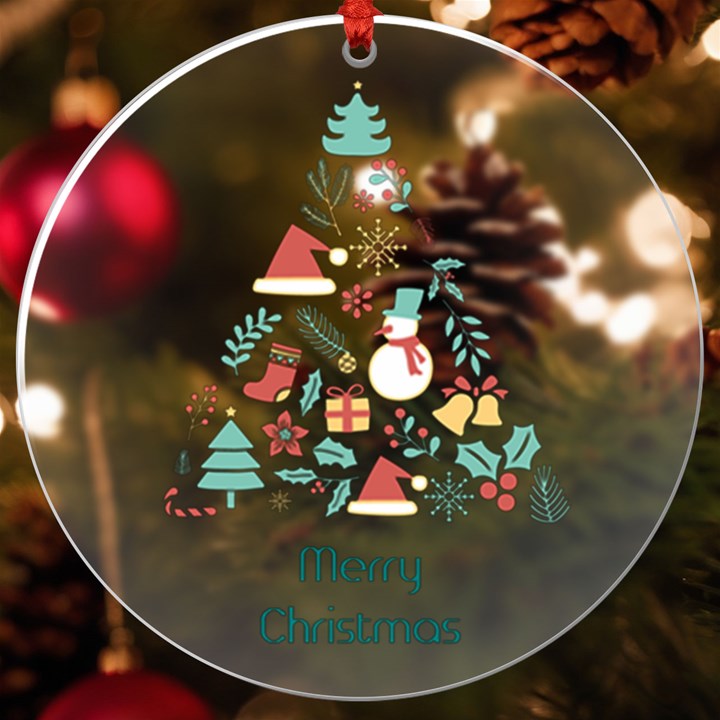 Personalized Name Xmas Tree UV Print Acrylic Ornament Round UV Print Acrylic Ornament Round