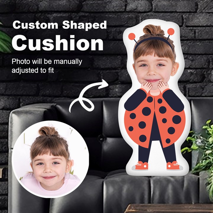 Personalized Photo in Beetle Monster Cartoon Style Custom Shaped Cushion Cut To Shape Cushion Case