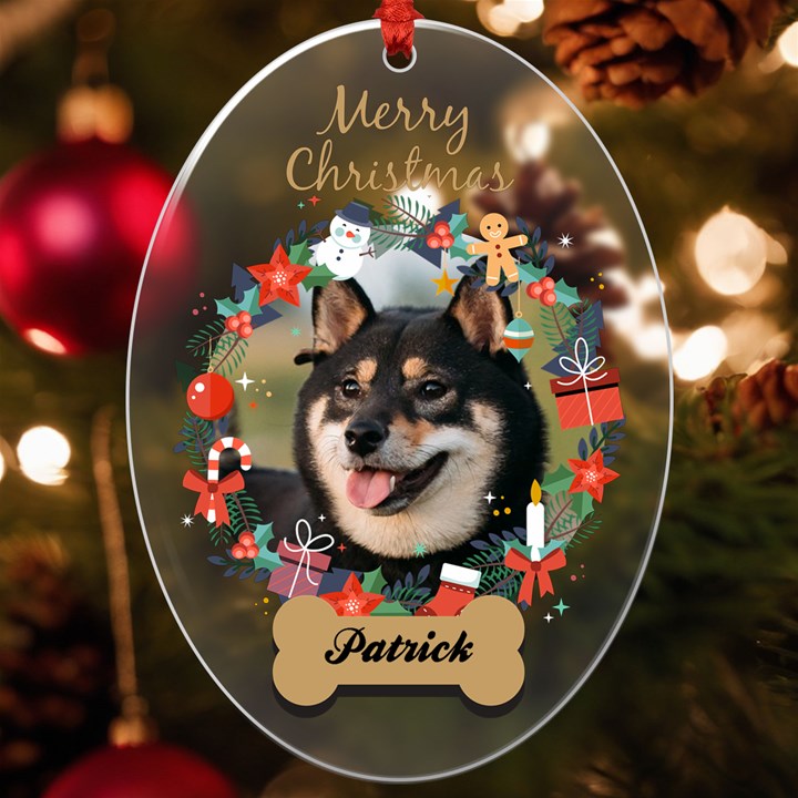 Personalized Pet Photo Name UV Print Acrylic Ornament Oval UV Print Acrylic Ornament Oval