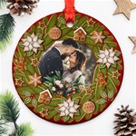 Personalized Photo Any Text Christmas Round Ornament Round Ornament (Two Sides) Front