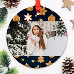 Personalized Photo Any Text Christmas Round Ornament Round Ornament (Two Sides) Front