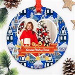 Personalized Photo Any Text Christmas Round Ornament Round Ornament (Two Sides) Front