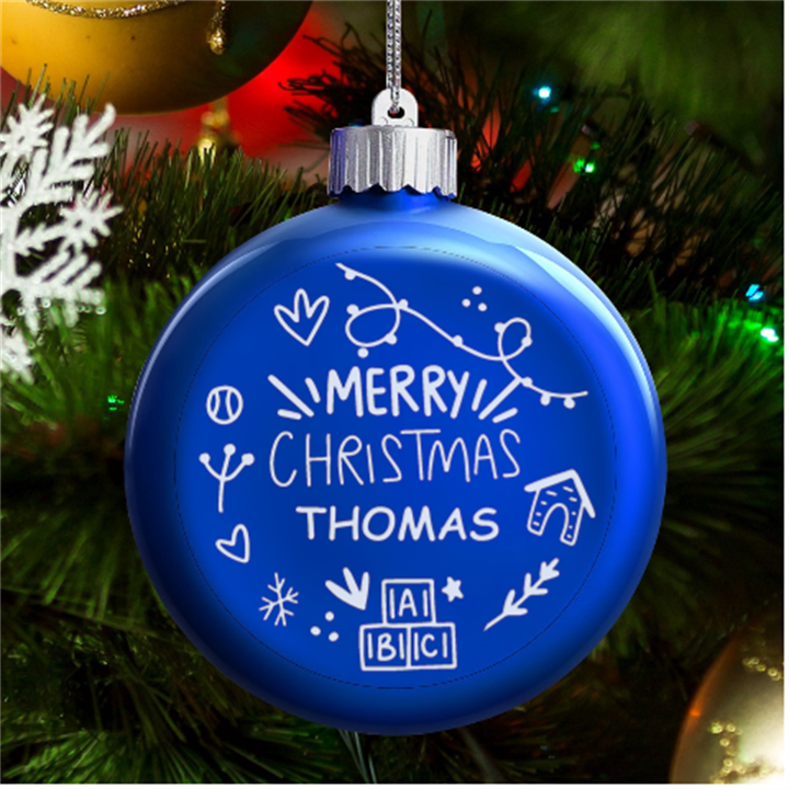 Personalized Christmas Any Text Name Led Glass Round Ornament LED Glass Round Ornament