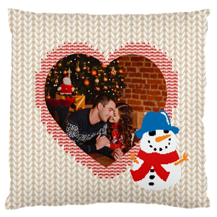 Personalized Photo Christmas Knitted Heart Large Cushion Case  Large Cushion Case (Two Sides)