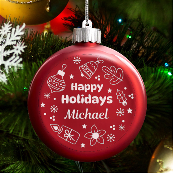 Personalized Christmas Any Text Name Led Glass Round Ornament LED Glass Round Ornament