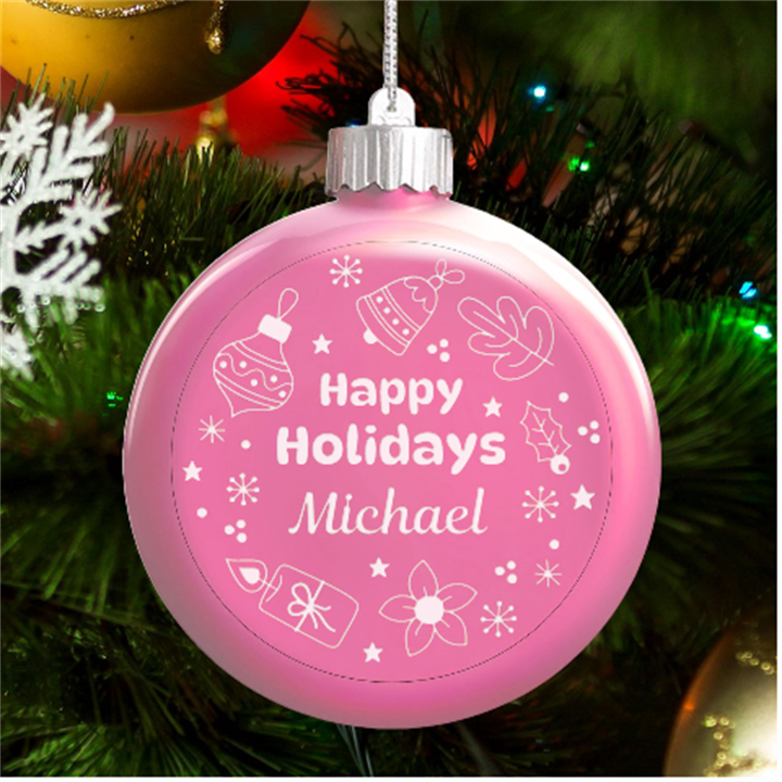 Personalized Christmas Any Text Name Led Glass Round Ornament LED Glass Round Ornament