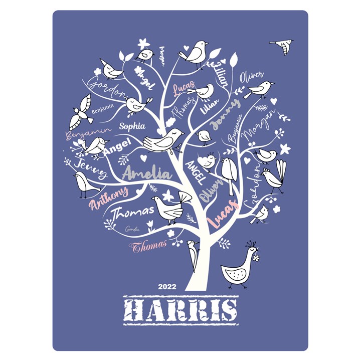 Personalized Family Tree Name Love Two Sides Premium Plush Fleece Blanket (Baby Size)