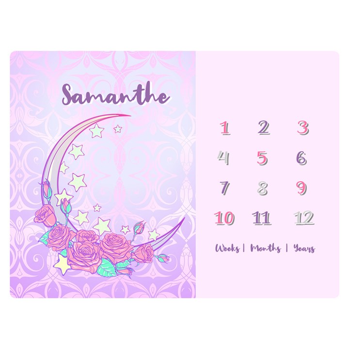 Personalized Baby Months Sweet Moon Rose Two Sides Premium Plush Fleece Blanket (Baby Size)