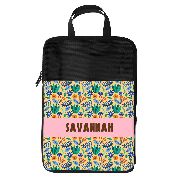 Personalized Name Any Text Floral Pattern Foldable Shoe Storage Bag Foldable Shoe Storage Bag