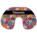 Personalized Name Any Text Colorful Flower Travel Neck Pillow Travel Neck Pillow Front