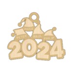 Personalized 4 Names Santa Hats Christmas Family 2024 Wood Ornament Front