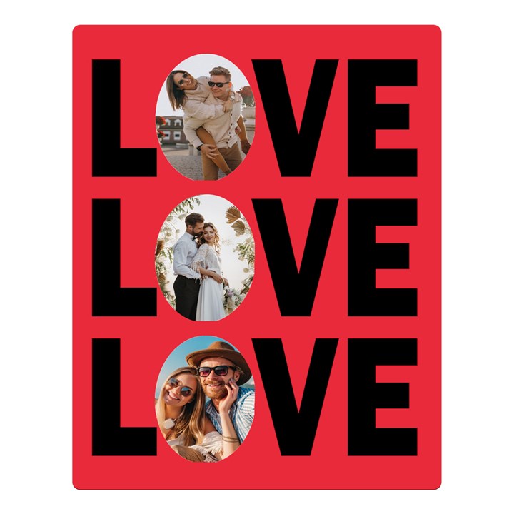 Personalized Photo Any Text LOVE Valentine s Day Two Sides Premium Plush Fleece Blanket Two Sides Premium Plush Fleece Blanket (Large)