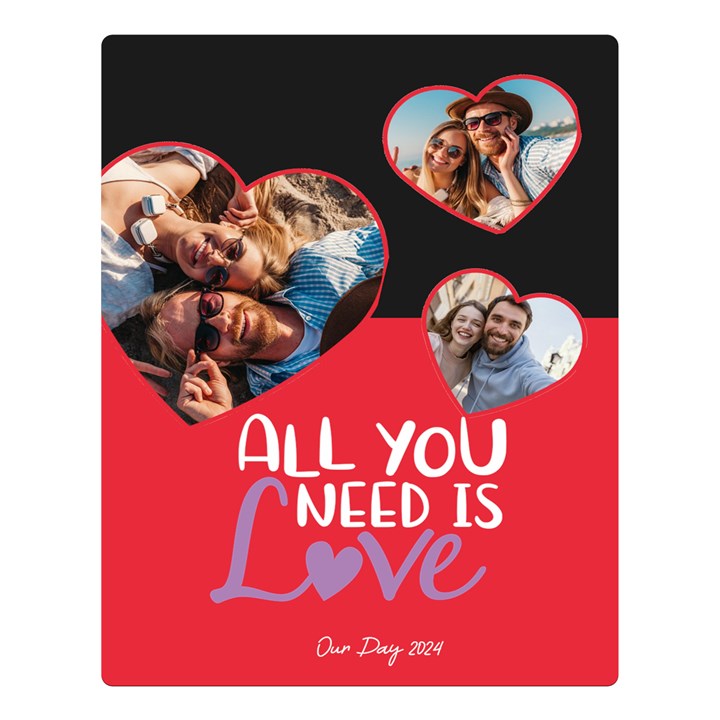 Personalized Photo Heart with Text Valentine s Day Two Sides Premium Plush Fleece Blanket Two Sides Premium Plush Fleece Blanket (Large)