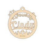Personalized Snowflake Round Xmas Bubble Wood Ornament Wood Ornament Front