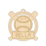 Personalized Name Sport Baseball Wood Ornament Front