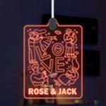 Personalized Couple Illustration Valentine Day Names Any Text LED Acrylic Ornament LED Acrylic Ornament Front