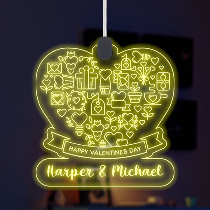 Personalized Couple Valentine Day Names Any Text LED Acrylic Ornament LED Acrylic Ornament