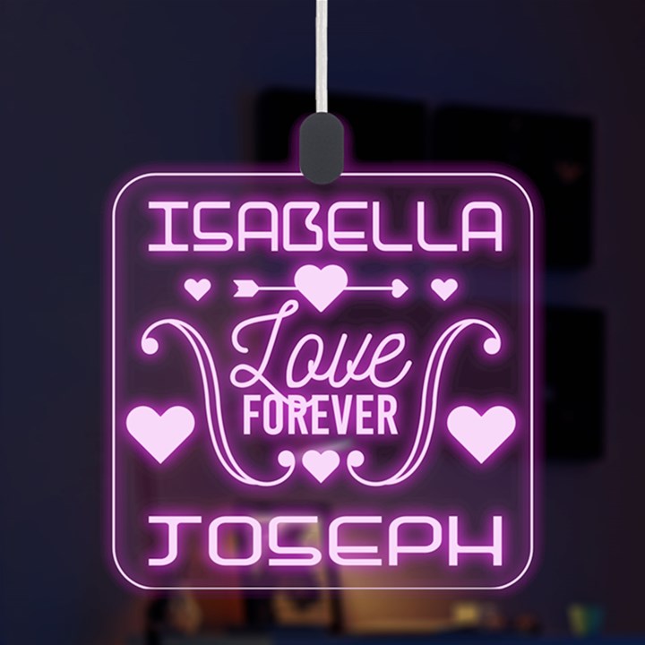 Personalized Love Forever Valentine Day Names Any Text LED Acrylic Ornament LED Acrylic Ornament