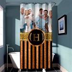 Personalized Photo Initial Stripe Pattern Shower Curtain Shower Curtain 36  x 72  (Stall) Curtain(36 X72 )