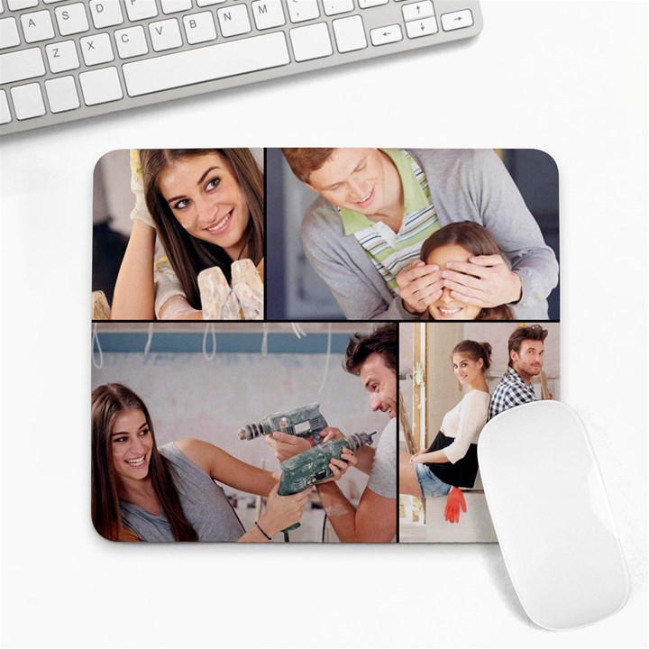 Modern 4 Photo Collage Large Mousepad