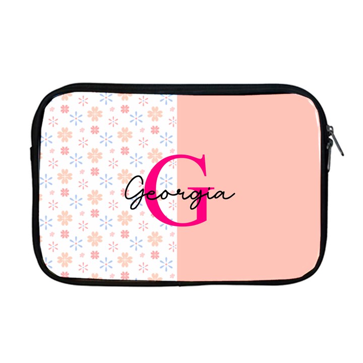 Personalized Name Any Text Half Flower Pattern Apple MacBook Pro 17  Zipper Case