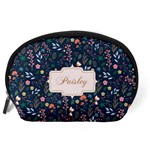 Personalized Floral Pattern Name Any Text Accessory Pouch (Large) Back
