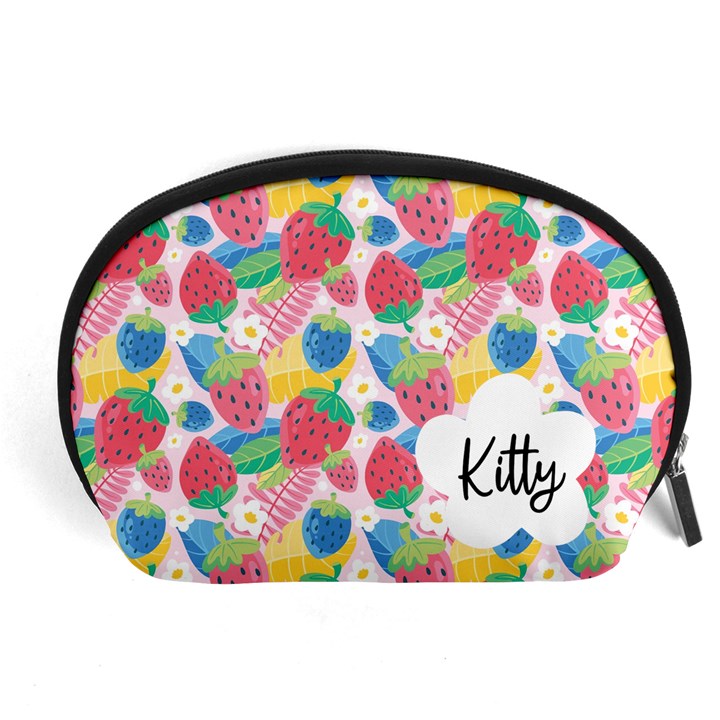 Personalized Strawberry Name Any Text Accessory Pouch (Large)