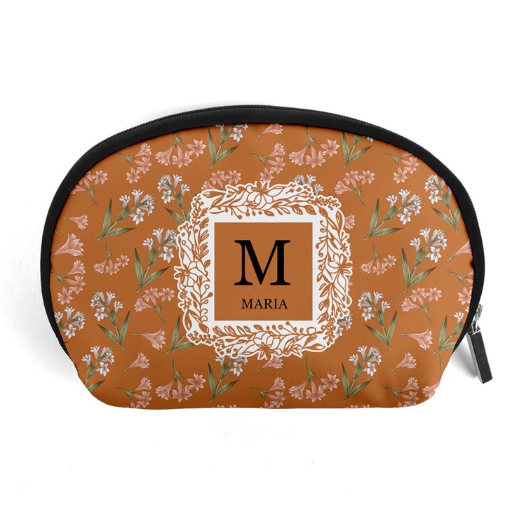 Personalized Floral Initial Name Accessory Pouch (Large)