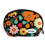 Personalized Floral Name Any Text Accessory Pouch (Large) Front