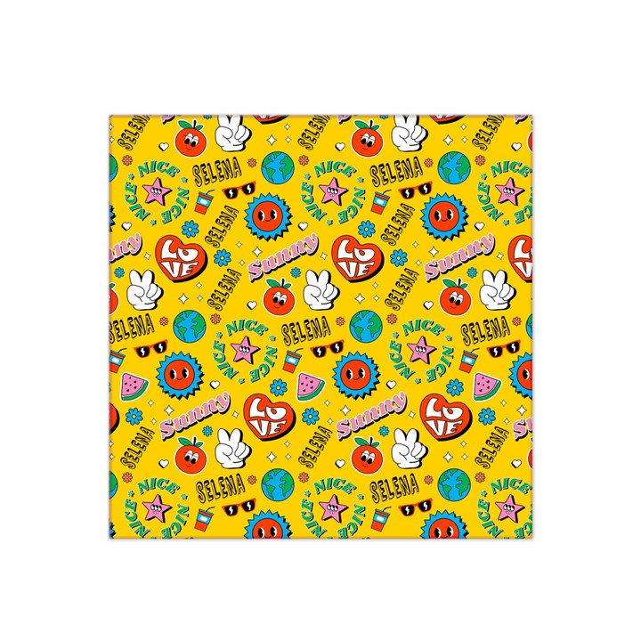 Personalized Happy Pattern Name Any Text Satin Bandana Scarf 22  x 22 