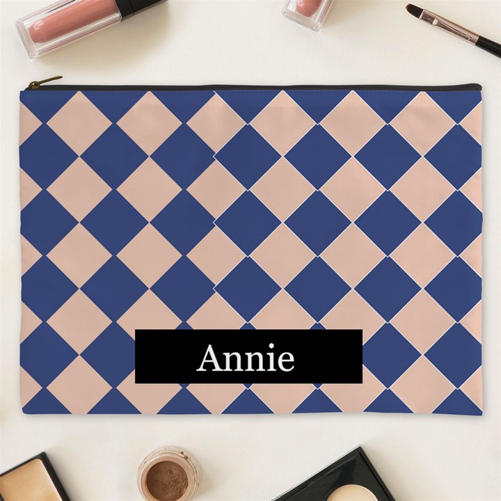 Personalized Checkered Pattern Cosmetic Bag (XXXL)