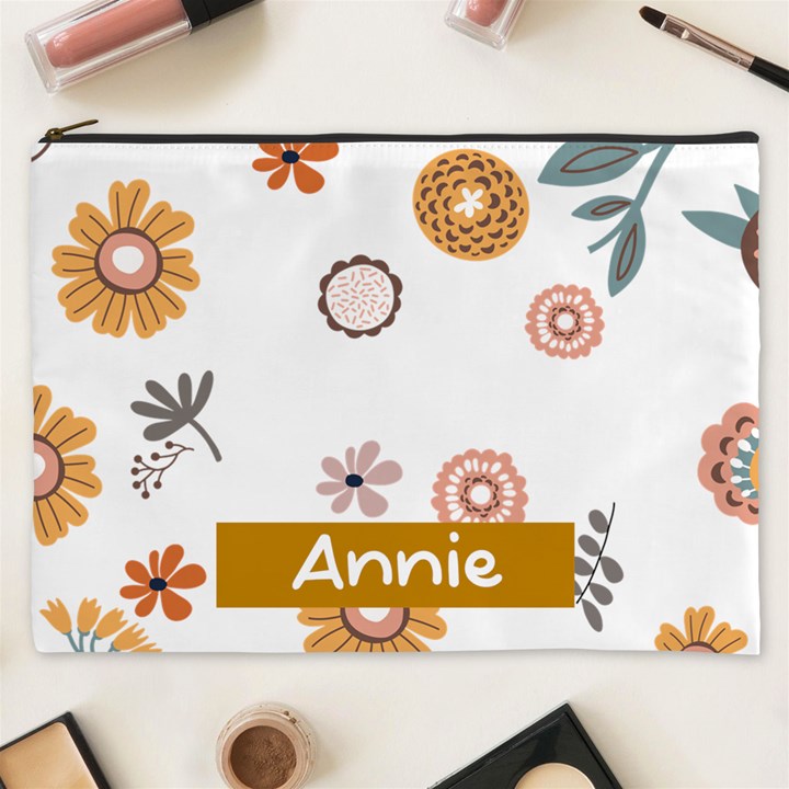 Yellow Flower Pattern Cosmetic Bag (XXXL)