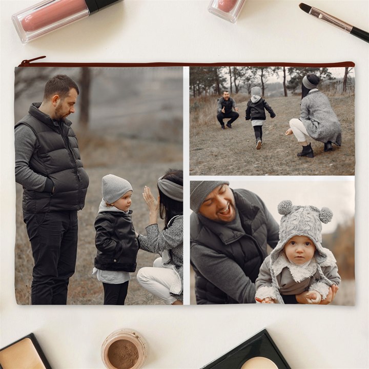 Make Your Own 3 Photo Collage  Cosmetic Bag (XXXL)
