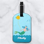 Mermaid Nappa Leather Luggage Tag Rectangle Front