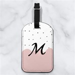Single Initial Nappa Leather Luggage Tag Rectangle Front