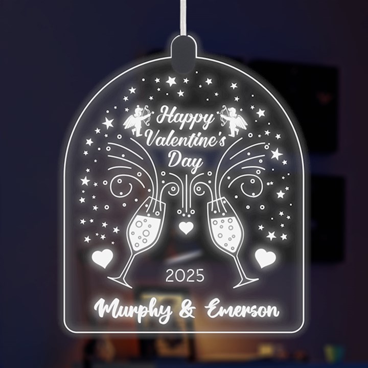 Personalized Name Love Angel Champagne Valentines day LED Acrylic Ornament