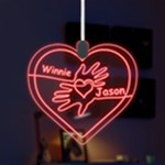 Personalized Heart LED Acrylic Ornament Front
